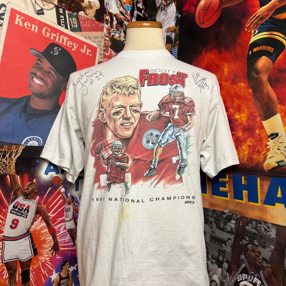 Vintage Nebraska Huskers 1997 National Champions Scott Frost T Shirt‎ Sz Large